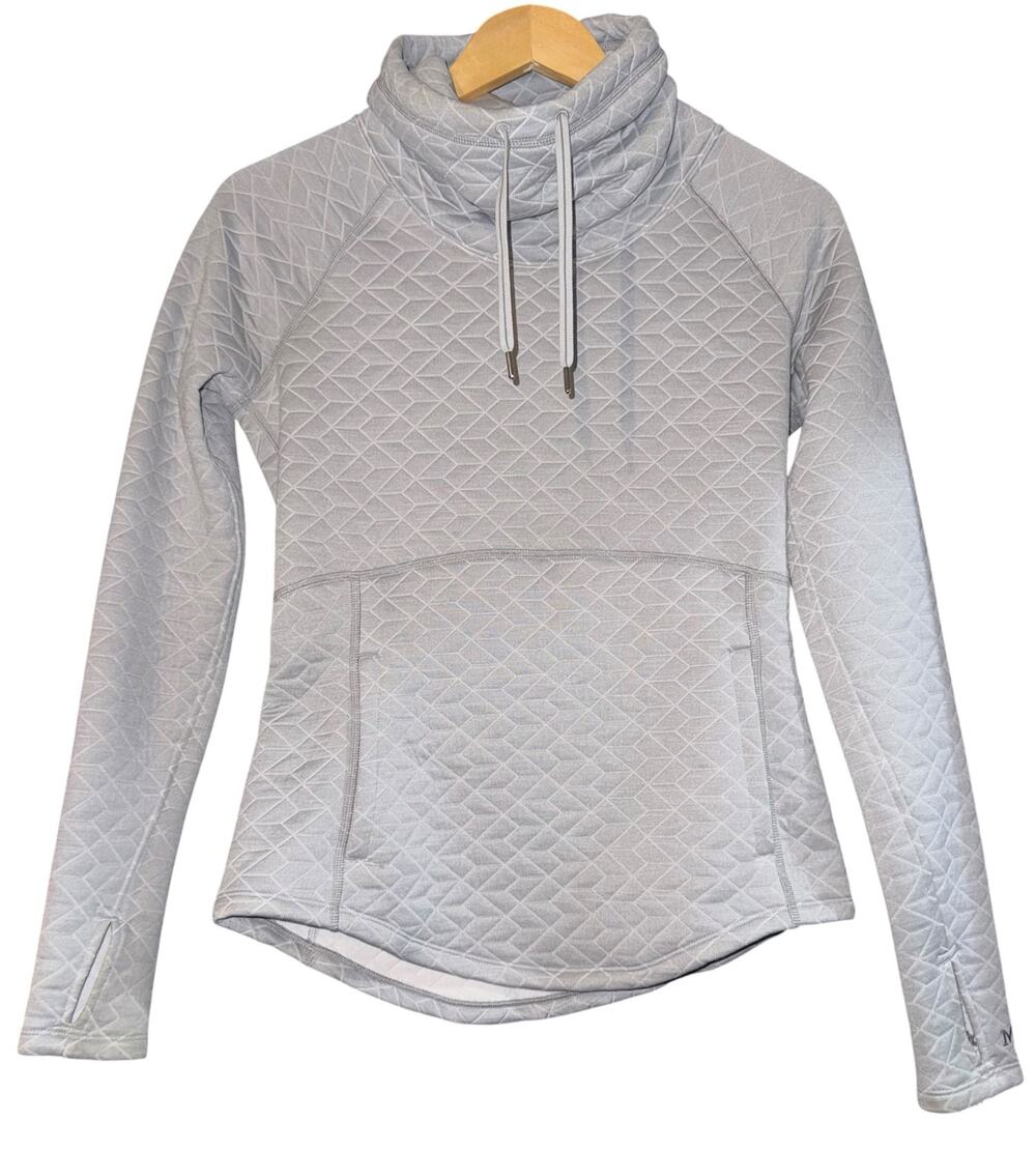 Marmot Quilted Gray Pullover Sweatshirt Women's XS Warm Fall Embroidered ~Flaw